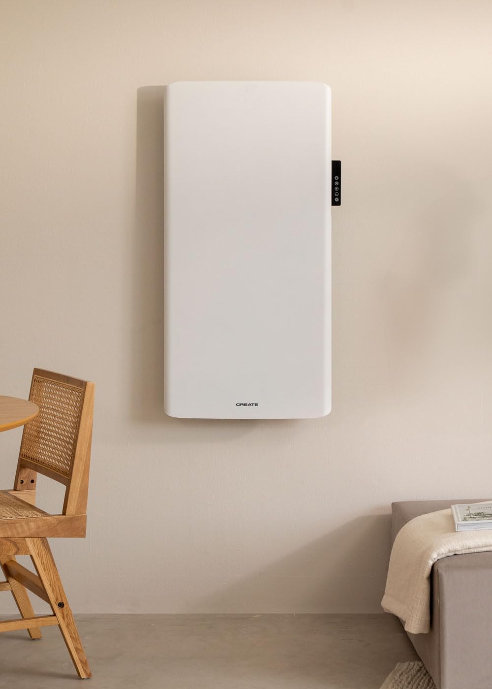 CREATE/WARM CLEAR/Convector eléctrico de pared con Wifi/Calentamiento rápido. Estancias de hasta 20m². Función detección de ventanas abiertas Control desde la App. Protección IP24. 2000W