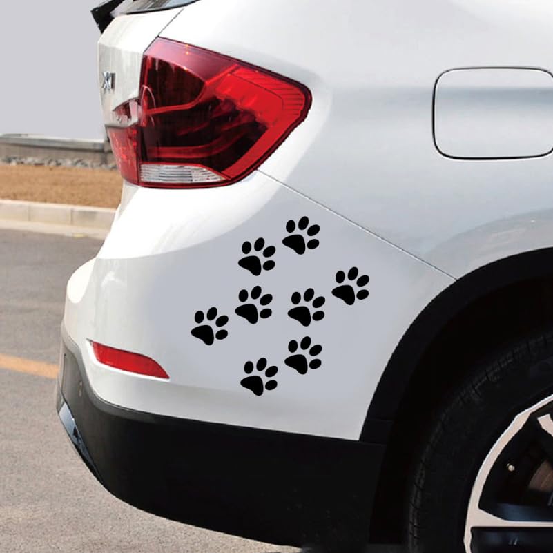 PACKOVE 4 Adesivi In Metallo Per Auto A Forma Di Zampa Di Animale – Colore Nero, Dimensioni 6,5 X 6 Cm. Perfetti Per Carrozzeria, Finestrini, Laptop E Superfici Lisce. Decorazione Originale.
