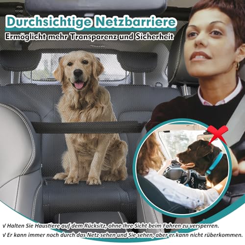 Snagle Paw Hundegitter Auto,127cm Breit Kofferraum Trenngitter für 2 und 3 Reihe Reihen Sitze & Laderaum,Rücksitz Hundenetz Auto,Trenngitter Kofferraum mit Durchsichtigem Maschennetz für LKW, SUV