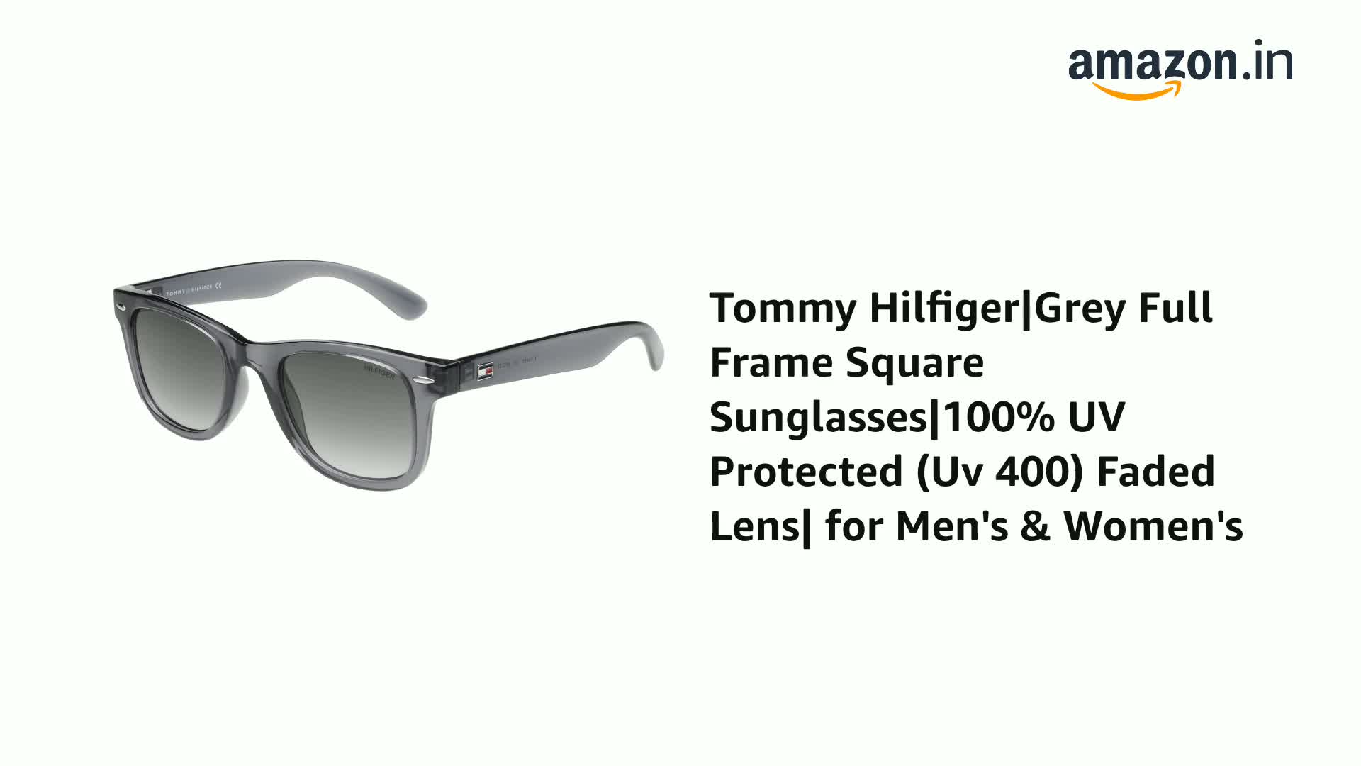 Buy Tommy Hilfiger|Grey Full Frame Square Sunglasses|100% UV