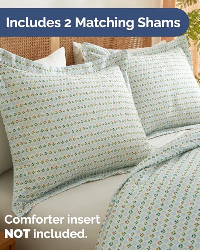 Image of Duvet Cover Queen Size Set - Extra Soft Floral Duvet Cover 90 x 90 with 2 Pillow Shams - Comfy, Breathable Floral Bedding Set - Hotel Luxury & Fade Free with Zipper Closures and Ties - Talavera Garden