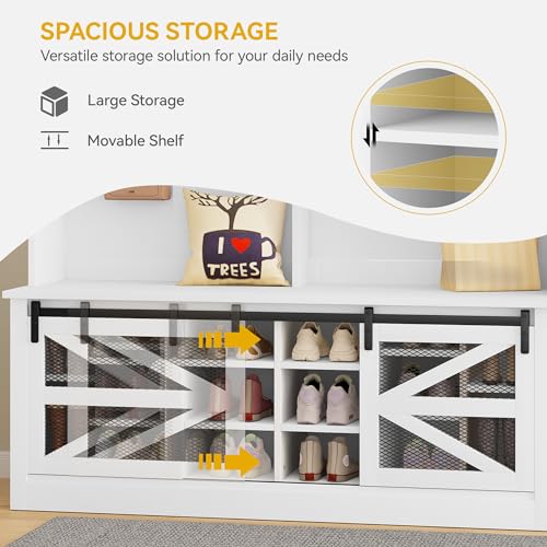 image for DWVO Hall Tree with Shoe Storage and Bench, Farmhouse Entryway Bench w