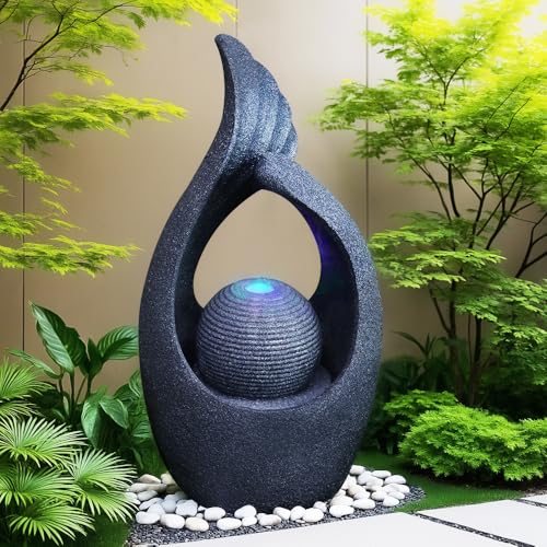 Smart Big-Sized Outdoor Waterfall Fountain - Outdoor Garden Water Feature with Zen Water Falls for Outside Garden & Home/Office Use (Water Droplet Design)