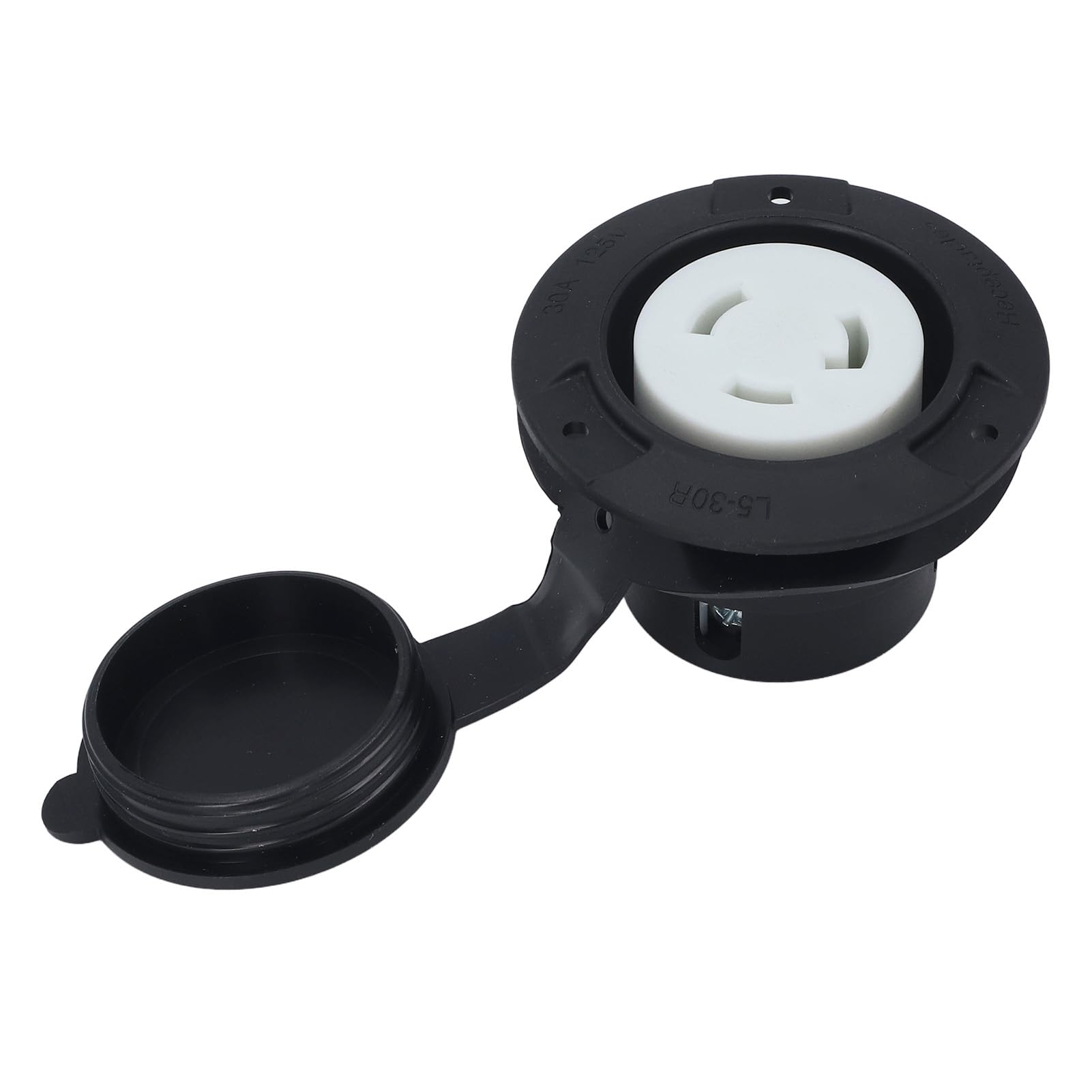 Tomacorriente con Brida 30A NEMA L5-30R Receptáculo con Bloqueo Toma Eléctrica de Alimentación para RV con Tapa Resistente a la Intemperie