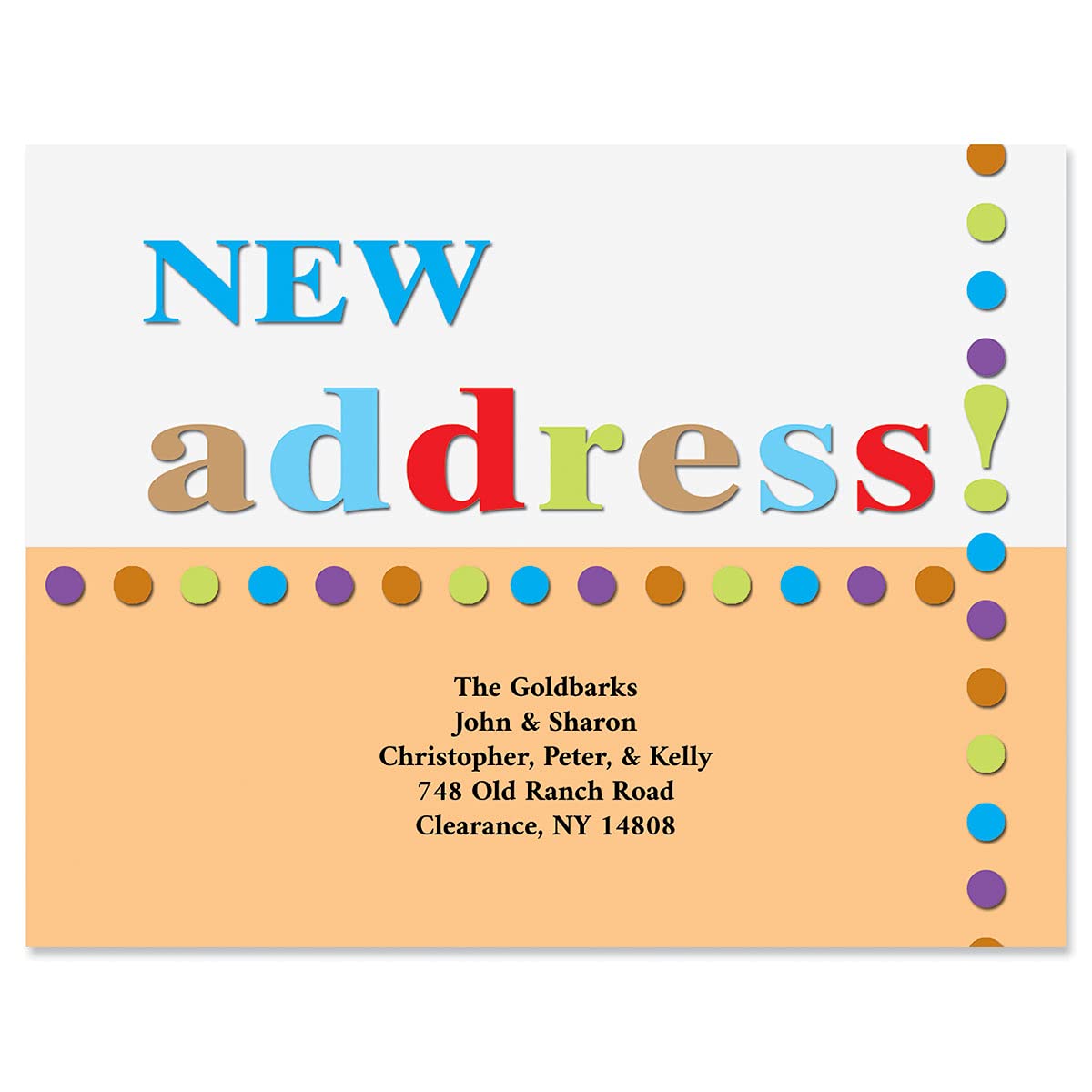 New Address Personalized Postcards, Set of 24 Moving Announcements, 5-¼ x 4  inches