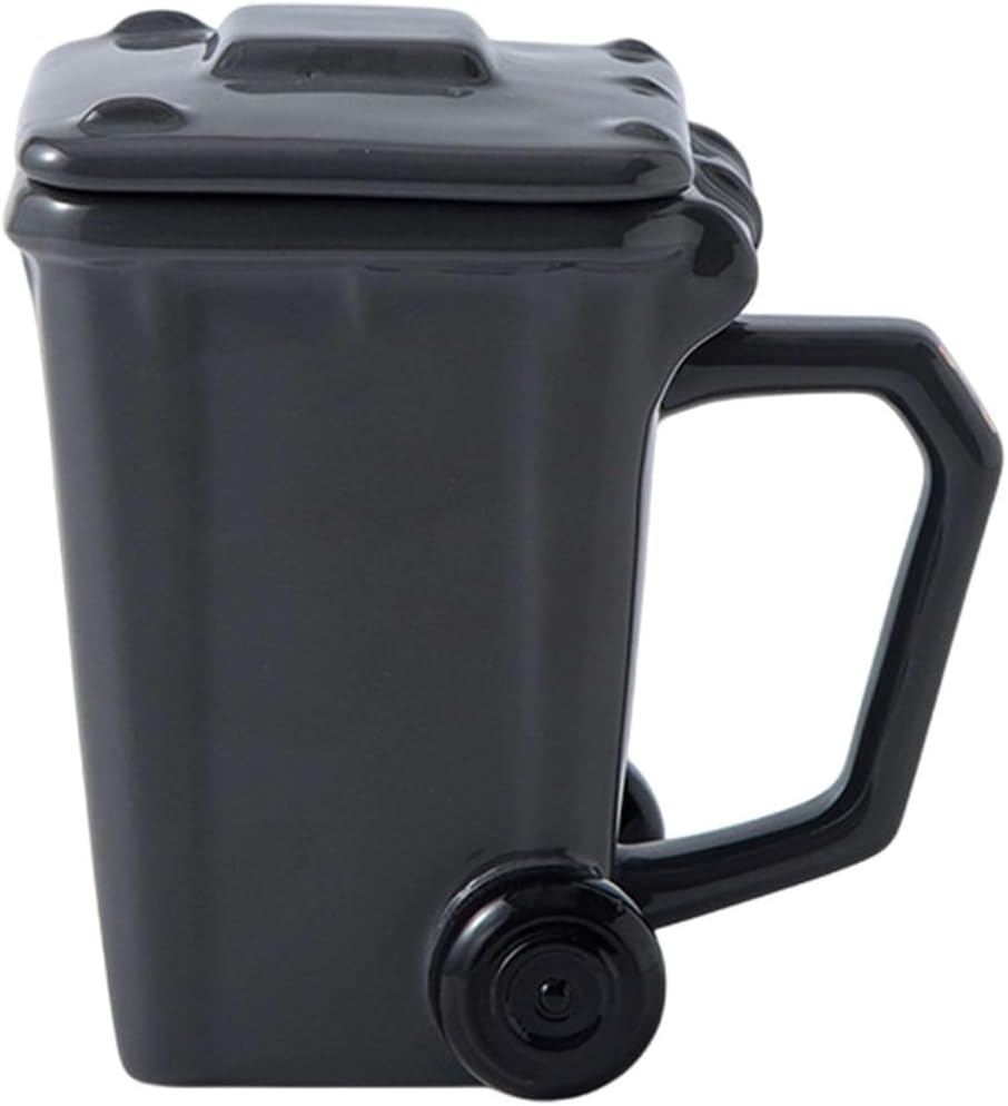 3D Mugs, Funny Recycling Bin Coffee Mug, Ceramic Trash Can Shaped Mug with Lid, Novelty Cups for Office, Coworkers, Home Desk, Daily Use Water Tea Coffee Cup, Creative Gifts (C)
