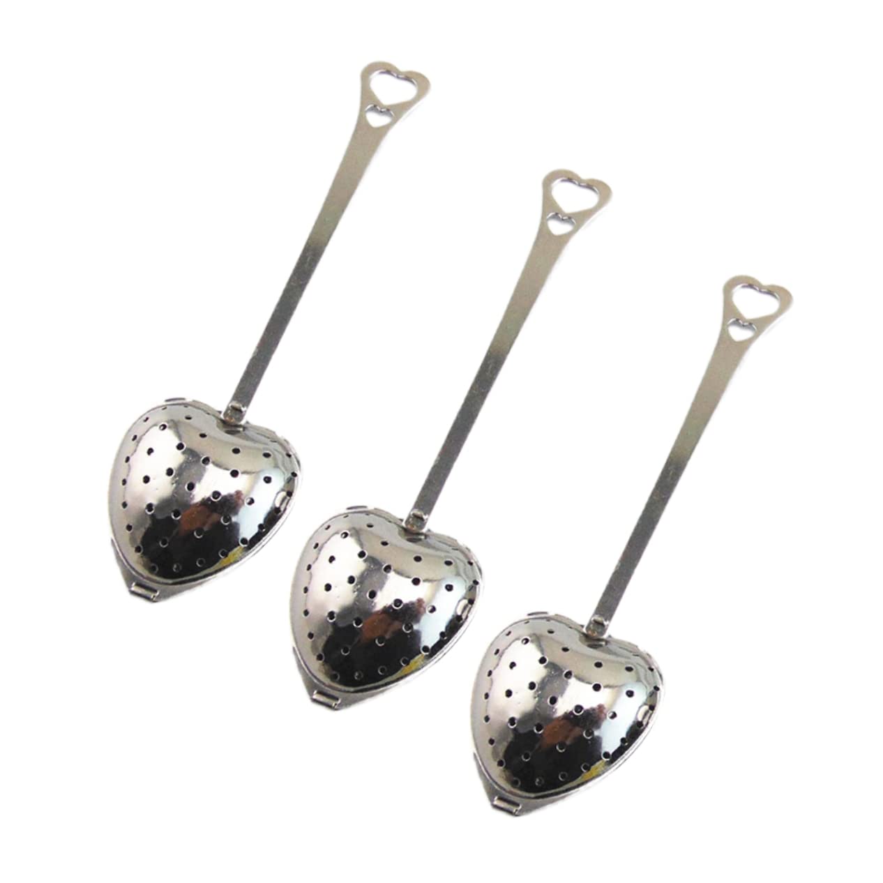 FUNOMOCYA 10Pcs Heart Shaped Tea Infuser Spoon Long Grip Stainless Steel Mesh Tea Strainer for Loose Leaf Herbal Tea Easy to Use Tea Tool for Teacups and Teapots