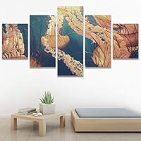 SIGNWIN 5 Panel Canvas Wall Art Modern Art Dramatic Fish Jellyfish Marine Life Multicolor Nautical Photography for Home Decorations Ready to Hang - 60