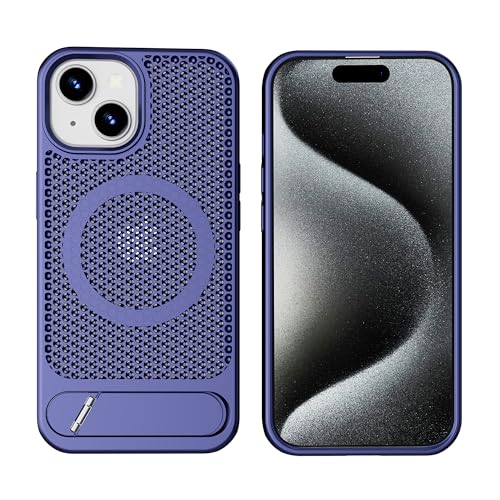 Image of amazon basics Vanguard Laser Cut mesh case Compatible with iPhone 15 | Supports Magnetic and Wireless Charging - Blue