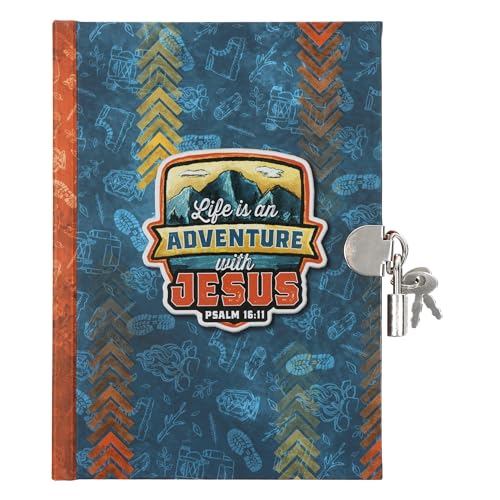Image of Secret Diary with Lock /Keys, Boys Interactive Glow in the Dark Christian Journal with Writing Prompts Teen, Tween - Life is an Adventure with Jesus Psalm 16:11 Bible Verse