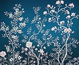 Komar Vlies Fototapete - Aurore - Größe: 300 x 250 cm (Breite x Höhe) - Blümchen, Tapete, Design, Wohnzimmer, Wanddekoration, Schlafzimmer, Blumen, floral, blau - LJX6-033