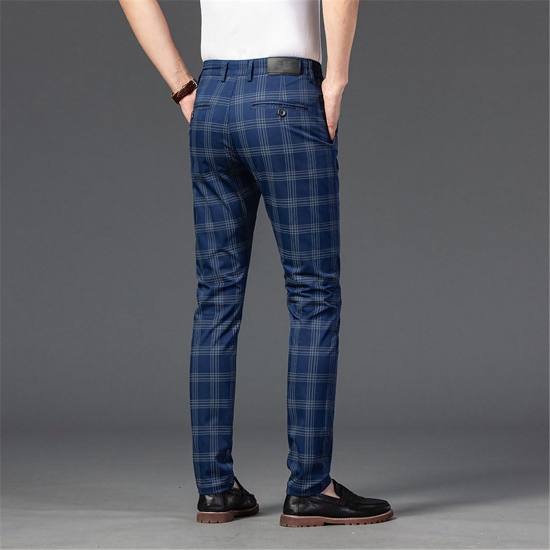 Vogrtcc Pantalones A Cuadros para Hombre Pantalones De Traje De Oficina De Ajuste Regular Pantalones De Vestir Formales