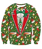 BFUSTYLE Kid's Ugly Birthday Christmas Sweatshirt Hilarious Fake Red White Suit Cardigan Green Bow Tie Small Gold Bells Balls Funny Xmas Holiday Party Santa Girl Boy Long Sleeve Pullover Sweater 6T