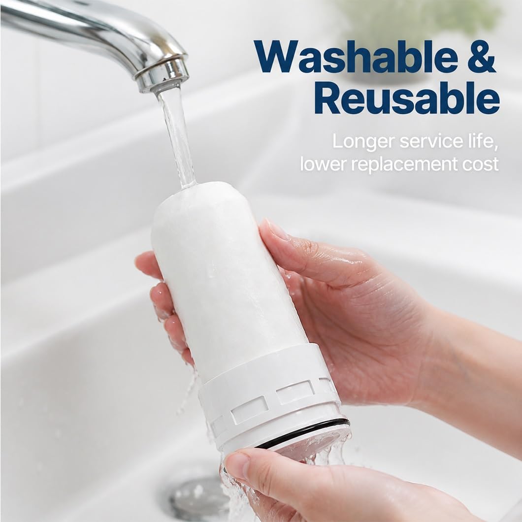 2-Pack of Faucet Water Purifier Filter Replacement Cartridges,Ceramic Filter Cartridges with Built-in Granular Activated Carbon, Suitable Bathroom and Kitchen Faucets