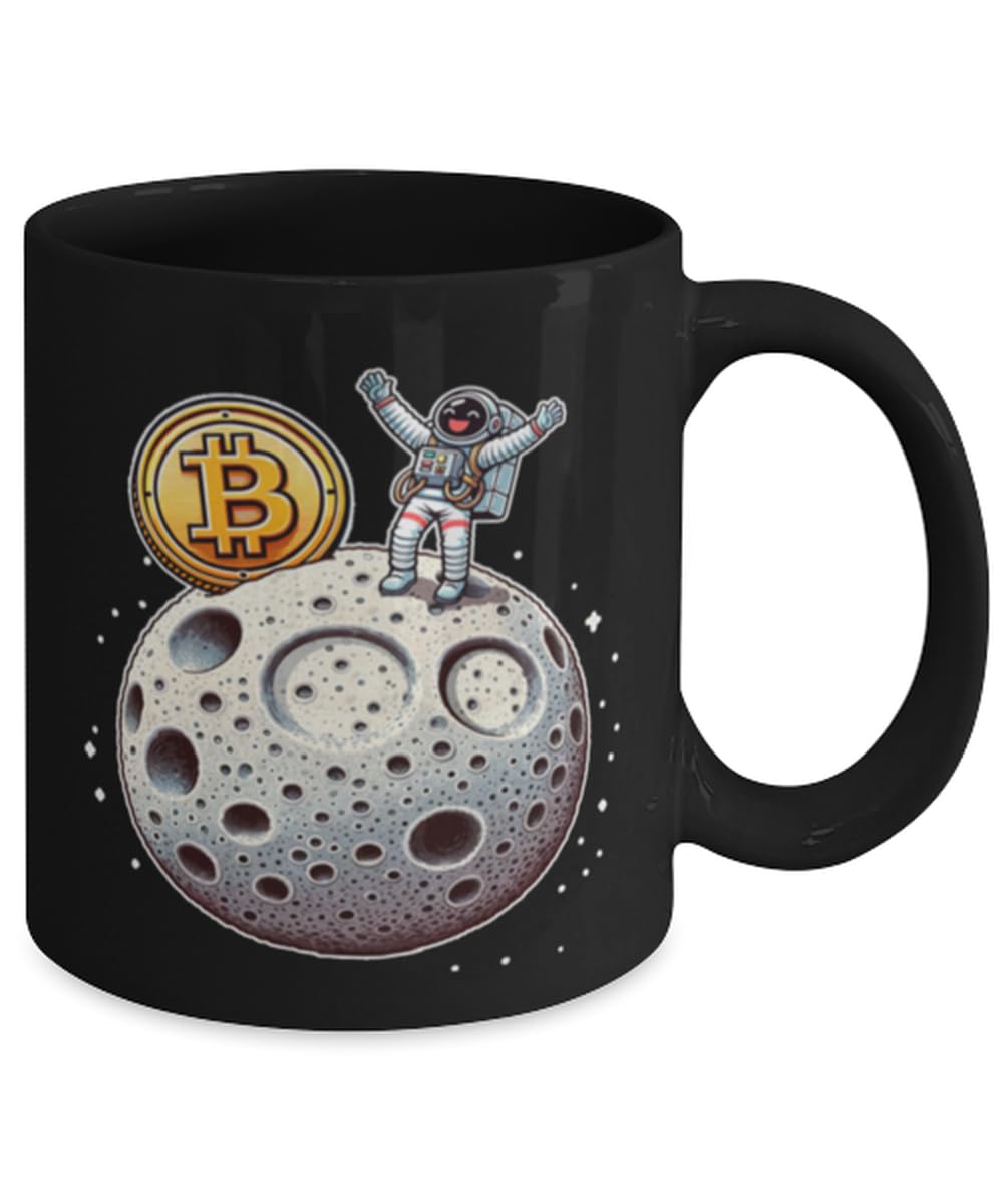 Amazon.com: Generic Bitcoin to the moon. Astronaut celebrating bitcoin on  the moon. Hodl Bitcoin Btc Top Bitcoin coffee mug, 11oz, Black : Home &  Kitchen