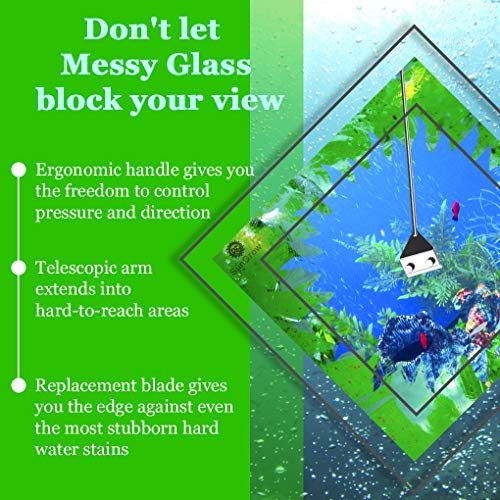 Aquarium Glass Cleaner - Long Handheld Tool Cuts Cleaning Time to Half - Keep Hands Dry - Sharp Blade to Remove Thickest Residue - Frequent Tank Maintenance - Image 5