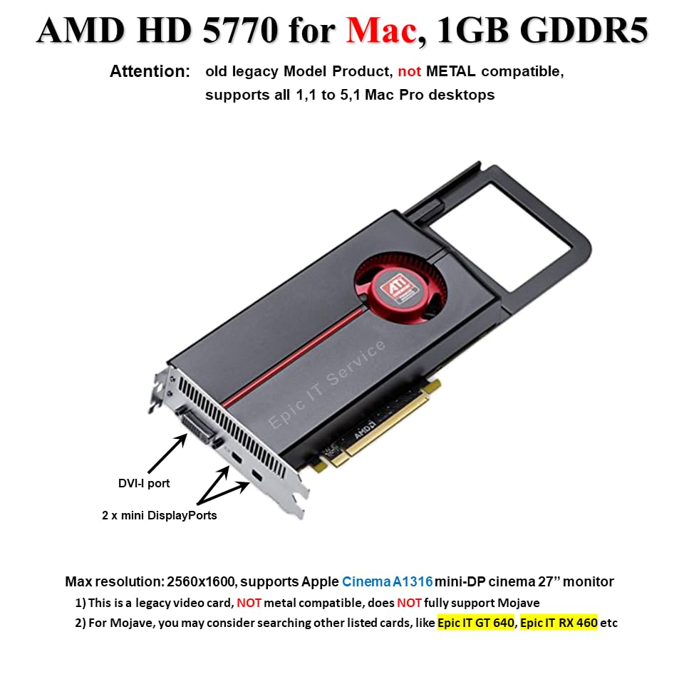 Amazon.com: Epic IT Service AMD Radeon HD 5770 1GB GDDR5 Mac