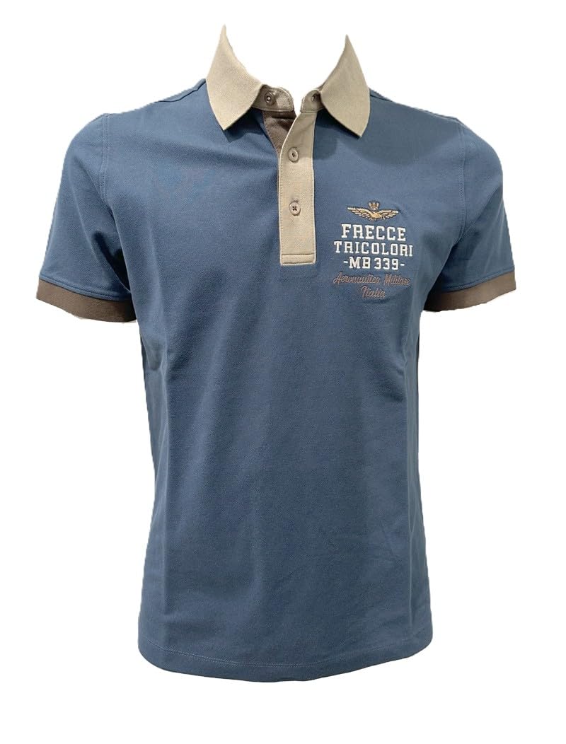 Aeronautica Militare Polo PO1908 para hombre, camisa, camiseta, manga corta, flechas tricolores