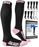 SB SOX Compression Socks (20-30mmHg) for Men & Women - Best Socks for Running, Medical, Athletic, Varicose Veins, Travel, Pregnancy, Shin Splints, Nursing. (Black/Pink, Medium)