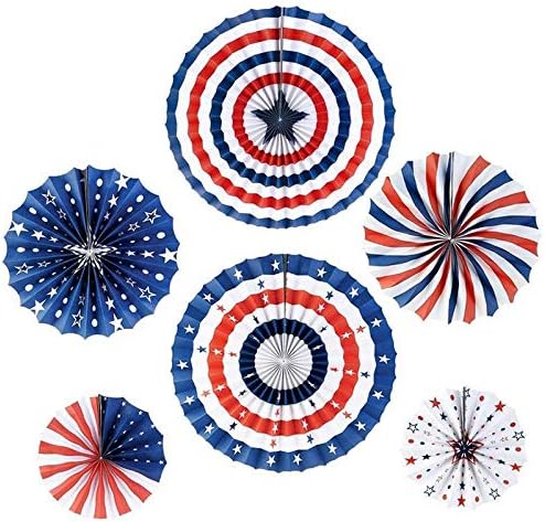 Hottong - Juego de 6 guirnaldas de papel para colgar en fiestas diseño de bandera de Estados Unidos