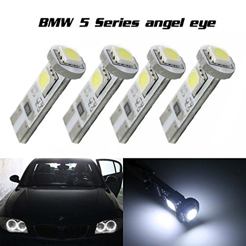 Partsam 2x White Error Free Angel Eyes 2825 T10 159 259 555 147 558 192 161 158 194 124 585 656 657 464 655 Canbus No Error HID Xenon 6000K LED bulbs Replacement