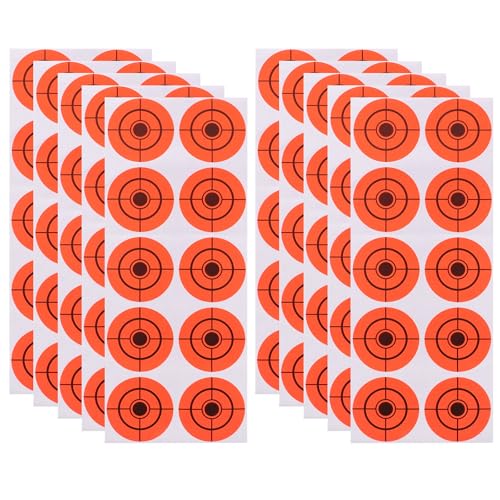 JECOMPRIS 250 Pegatinas de Objetivos de Papel para Disparar, Hojas de Marcadores de Precisión en Papel Naranja, Diseño Portátil Visualización Clara de Impacto, Resistentes para