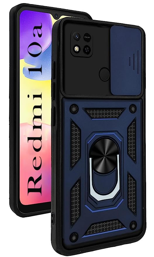 Jkobi Back Cover Case for Xiaomi Redmi 10A (Hybrid Dual Armor Polycarbonate| Slider Blue)