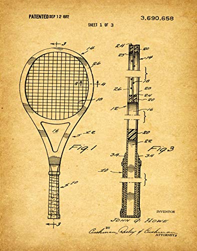 Póster, diseño de raqueta de tenis, vintage., 11.7 x 16.5 (A3)