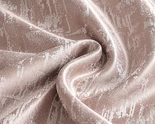 Image of HUTI Home Room Darkening Door Curtain for Home | Heavy Polyester Knitted Jacquard Look Eyelet Curtain | Texture Print | Rose Gold | 7 Feet (120 x 213 cm) | Set of 2