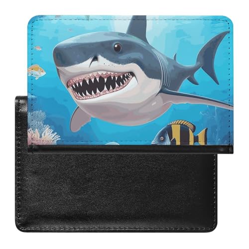 Protège-passeport requin océan en similicuir chic pour voyage