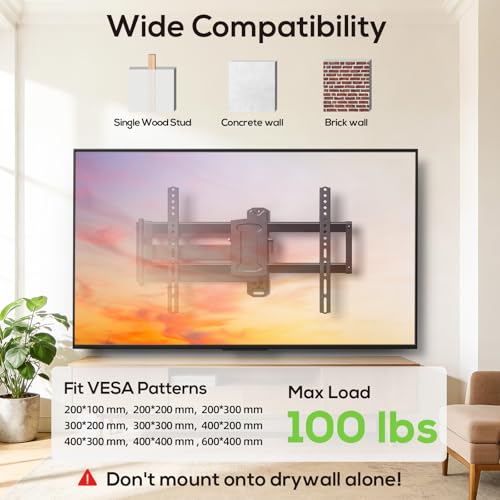 Image of USX MOUNT Corner TV Wall Mount with 32.05 inch Long Arm for 32-75 Inch TVs up to 100 lbs, Full Motion TV Wall Mount Bracket with Swivel and Tilt, Max VESA 600x400mm fit Most 32 40 50 55 60 65 70 75TVs