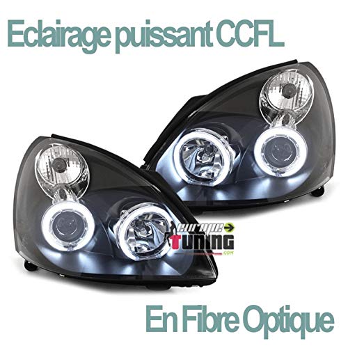 Feux LED Angel Eyes Clio 2 avec phares noirs anneaux CCFL de 2001-2012