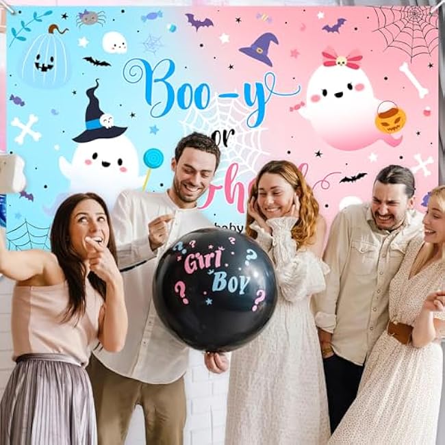 Avezano Booy or Ghoul Gender Reveal Decorations Halloween Gender Reveal Backdrop Boy or Girl What Will Baby Boo Will Be Party Banner 6 x 3.6 ft