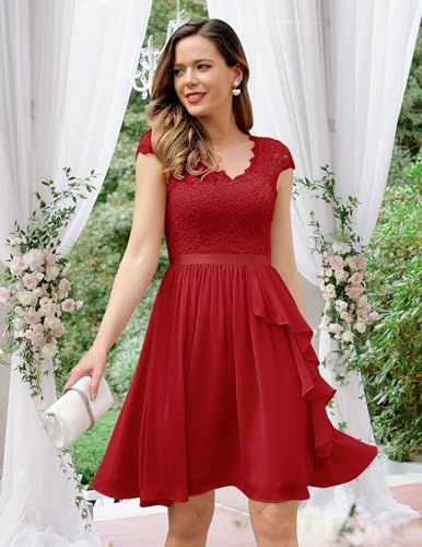 Image of Wedtrend Women's Bridesmaid Dresses Short Prom Dress Ruffle Semi Formal Cocktail Dresses Floral Homecoming Dress