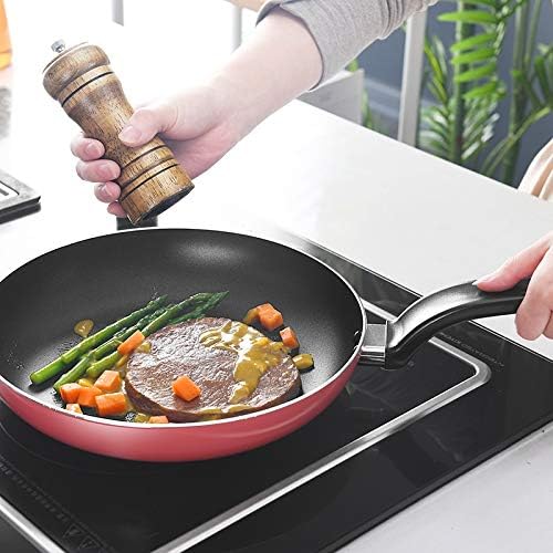 26 / 28cm 赤いフライパン、フライパンの表面に模様が印刷されており、食材が鍋にくっつかず、お手入れが簡単です (サイズ さい