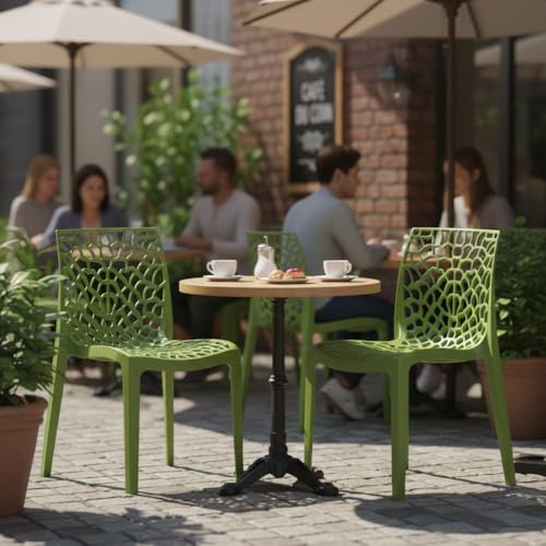 Image of Supreme Web Plastic Chair |Armless Chair for Dining Room Set, Home, Cafe & Outdoor Use |Weight Bearing Upto 220kgs(Color: Mehandi Green; Set of 2)
