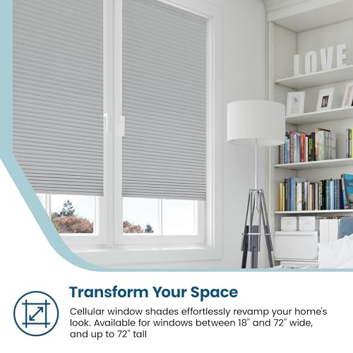 BlindsAvenue Cellular Honeycomb Cordless Shade, 9/16" Single Cell, Blackout, Gray Sheen, Size: 49" W x 72" H