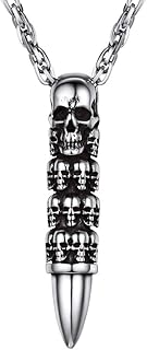 Best Skull Bullet Necklace/Skull Feather Necklace/Skull Necklace, Stainless Steel Gothic Punk Statement Jewelry for Men/Women, Come Gift Box Reviews