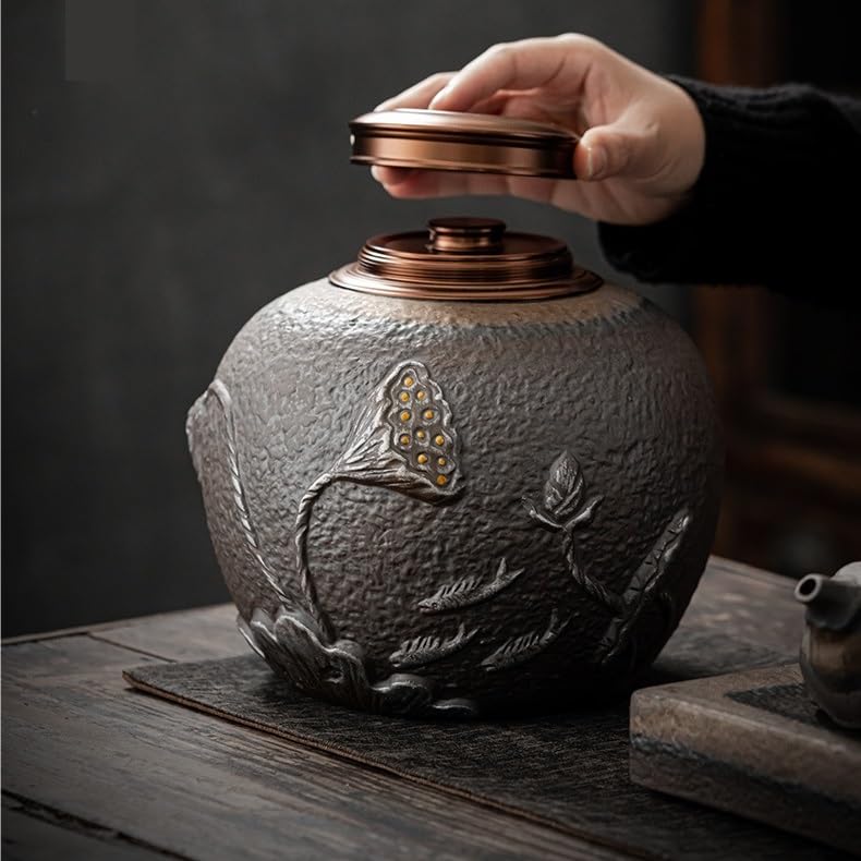 Dzbanek na herbatę Ceramiczne puszki na herbatę, duże gospodarstwa domowego zielonej herbaty, szczelne puszki na herbatę, czarne opakowania herbaty, uszczelnione garnki ceramiczne. Kuchenne pojemniki