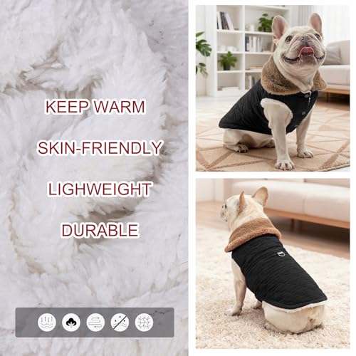 Image of BEAUTYZOO Warm Dog Puffer Jacket Vest,Dog Winter Coat with Harness,Black L