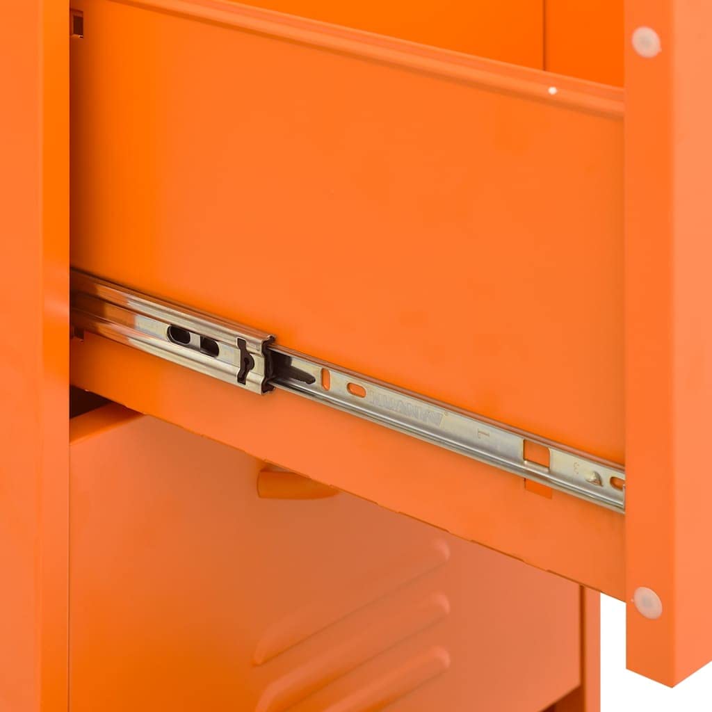 Armadio portaoggetti arancione in acciaio, 42,5 x 35 x 101,5 cm, cassettiera con cassetti, armadio in metallo per home office e soggiorno, armadietto con guide con cuscinetti a sfera