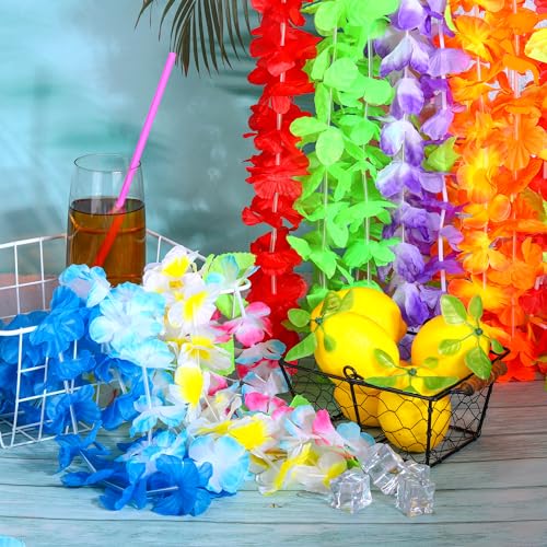 Hobby Horse HB0247 24 Pieces Hawaiian Leis Tropical Flower Necklace Hawaiian Colorful Garland Party Decorations thumb #3