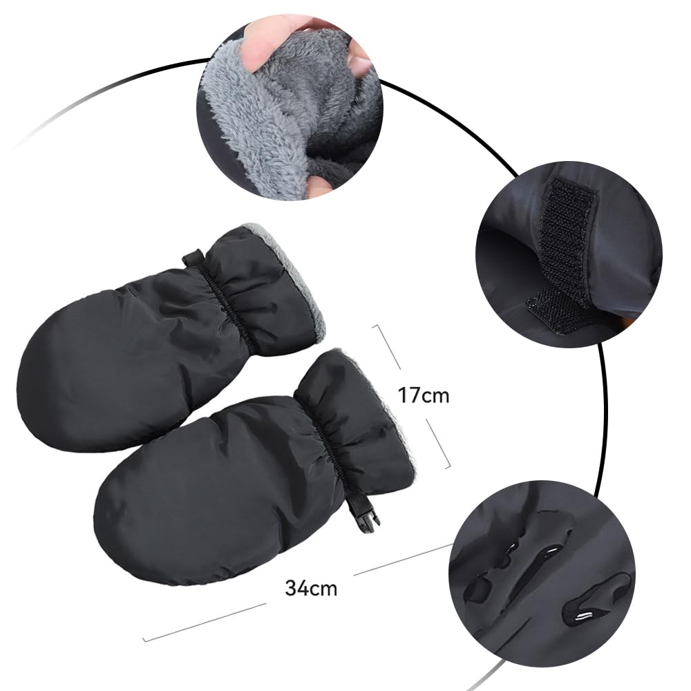 Guanti Passeggino Scaldamani, 1 Pezzi Scaldamani Muffole Passeggino e 2 Pezzi Ganci Passeggino, Denso e Riscaldati, Portiera e Impermeabile, Accessori per Passeggini, Adatto per L'inverno