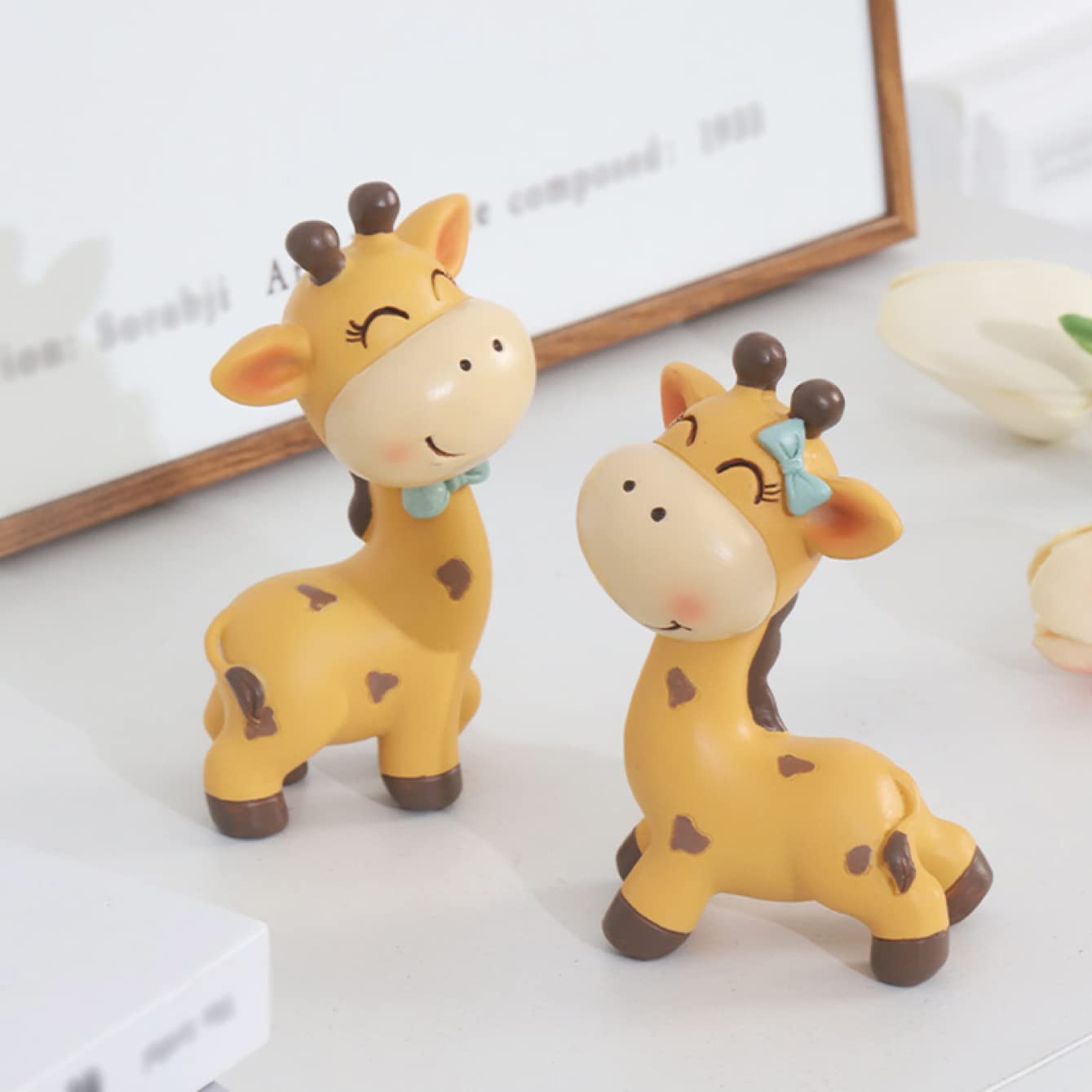 Amazon.co.jp: おもしろオブジェ キリン 2匹 F 置物セット おしゃれ