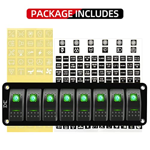 Snapklik.com : Green 8 Gang Rocker Switch Aluminum Panel Toggle Dash ON ...