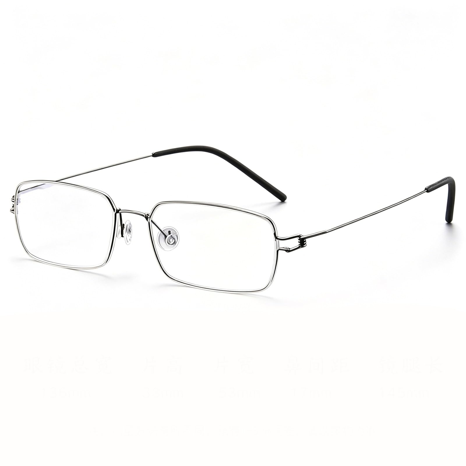 KLJUddGY Ultralight Eyewear Frames Screwless Spectacles for Computer Non Prescription Eyeglasses Pure Titanium Glasses Reading Glasses(Black Silver)