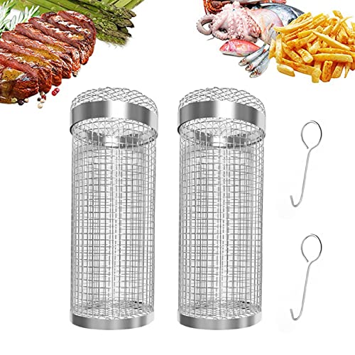 Grillkorb Edelstahl 30cm - Rollender Grillkorb Für Fisch & Gemüse