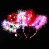 Dresbe LED Bunny Ears Headbands Luminous Feather Headband Cute Festival Hair Hoop Party Hair...