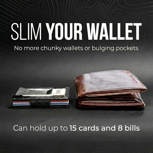 Image of Mountain Voyage Co Minimalist Wallet for Men & Women - Slim RFID Wallet, Scratch Resistant, Credit Card Holder & Money Clip, Easily Removable Money & Cards, (Matte Carbon Fiber)