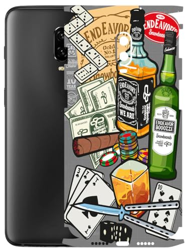 Image of AtOdds - Full Body Back Screen Guard Protector Film - Lamination Wrap Skin Sticker Compatible with ONEPLUS 6T | Scratchproof Matte Finish (Wine Graffiti)